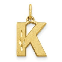 Diamond2Deal 14k Yellow Gold Satin Diamond-Cut Letter K Initial Charm Pendant for Women