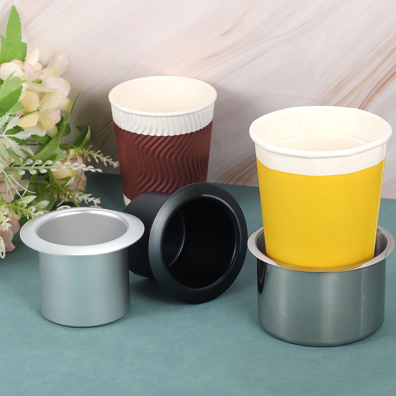 Pack Of 4 Stainless Steel Poker Table Cup Holder Inserts Recessed - View #8