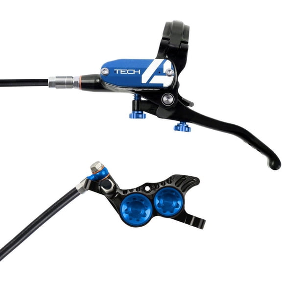 Hope Tech 4 V4 Disc Brake and Lever Set - Rear, Hydraulic, Post Mount, Blue
