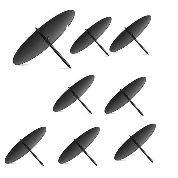 Wreath Candle Holder, 8 cm Metal Christmas Plate with Spike 8Pcs Black