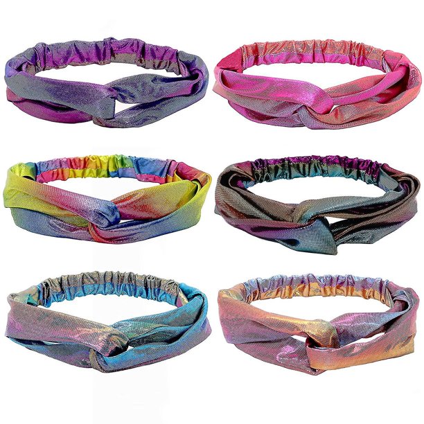 6 piezas de diademas anudadas de sirena para niñas, accesorios para el cabello de niña pequeña, diademas de nudo para niños, bandas para la cabeza con tinte de corbata cruzada, favores de fiesta de di Feliz Sencillez