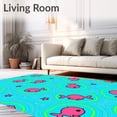 thumbnail image 2 of ODIKA 3'x5' Machine Washable Non-Slip Area Rug, Ocean Wave Surface with Friendly Sea Creature Characters High Traffic Rug with Pad, Blue, 725751, 2 of 8