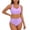 AB129 Purple, variant on Bainana Two Piece Solid Color Tankini Swimsuit For Women Solid Color Bikini Bathing With Adjustable Ties With Bottom Set Comfortable Breathable Ladies Summer Beachwear Army Green Size L