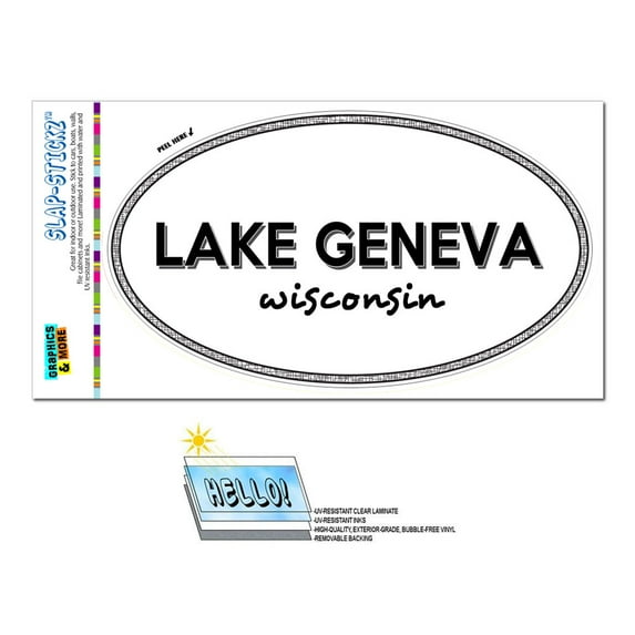 Lake Geneva, WI - Wisconsin - Black and White - City State - Oval Laminated Sticker