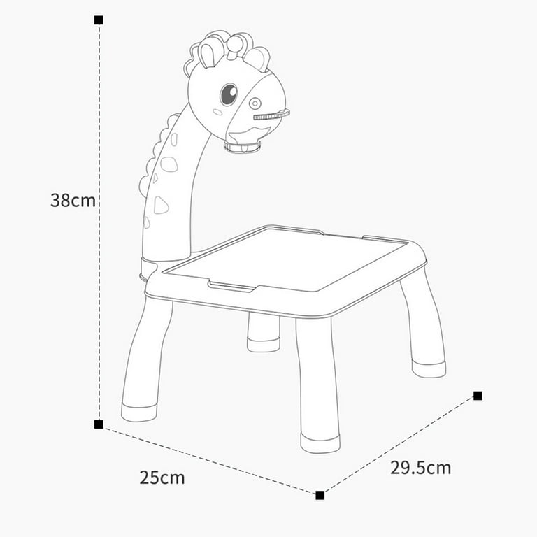 6689 Giraffe Projection Painting Table Drawing Board Projector Graffiti  Writing Paint Board Desk Children Educational Toy with Music - Yellow