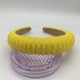 thumbnail image 3 of Sonducket Diademas con cuentas de cristal, tocado grueso de punto, aros de moda, diademas, tocados, regalo para mujer, fiesta, playa Accesorio para el cabello Amarillo fluorescente, 3 of 6