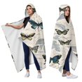 thumbnail image 2 of Wearable Blanket,Butterfly Text Leaf Pattern Hooded Wearable Flannel Blanket for Adults & Teens,Winter Poncho Shawl Wrap Cape Cozy Anti-Pill,50"x60", 2 of 5