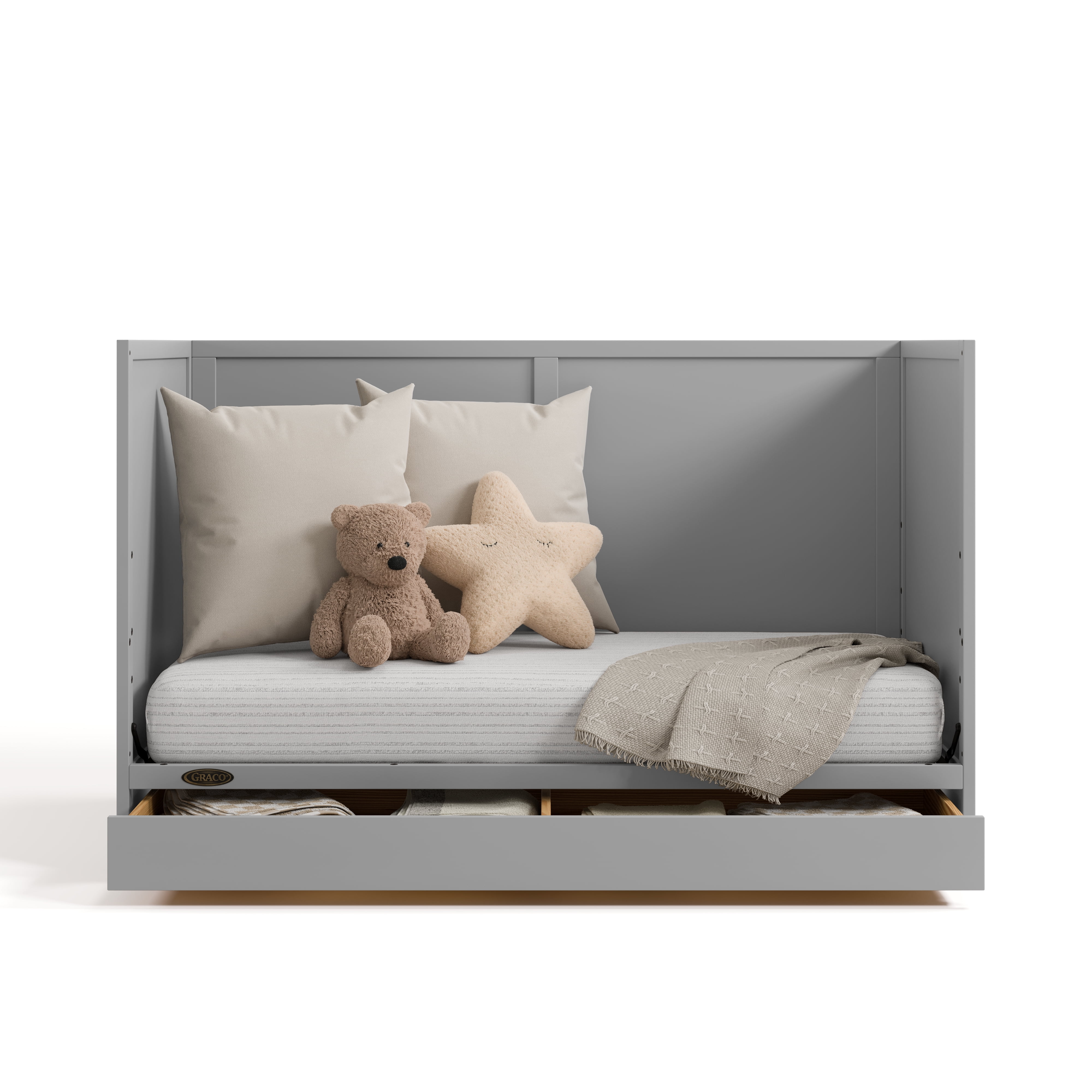 Graco Theo 3-in-1 Convertible Baby Crib with Drawer, Pebble Gray