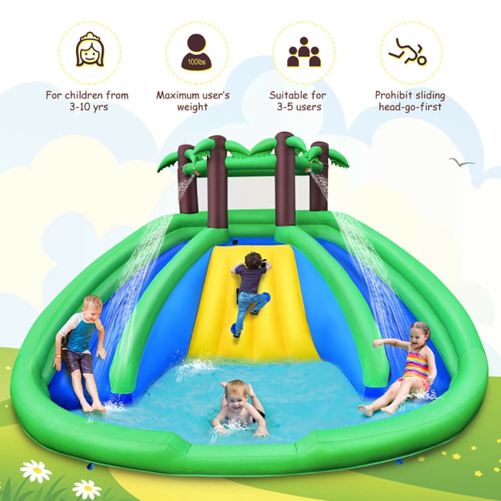 Aimee Lii Inflatable Water Park Pool Bounce House Dual Slide Climbing, Playhouse for Kids Outdoor