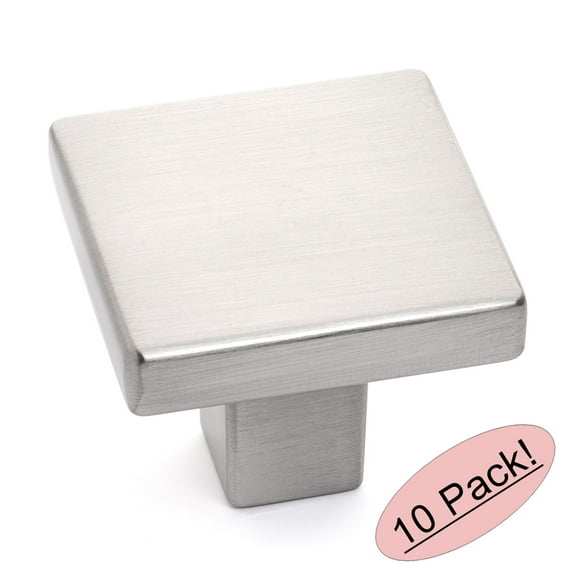 10 Pack - Cosmas® 14899SN Satin Nickel Cabinet Hardware Square Knob - 1-1/16" Square