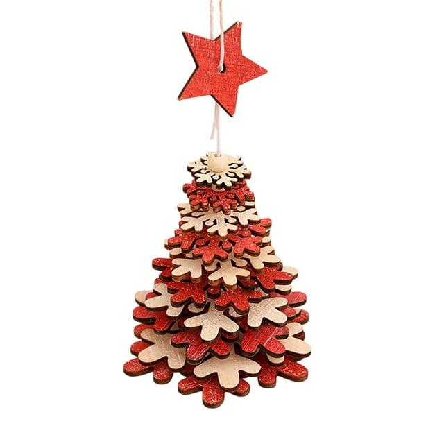 SIfdSeng Get it Fast Wooden Snowflake Red Green Brown Holiday Clock 3D Hanging
