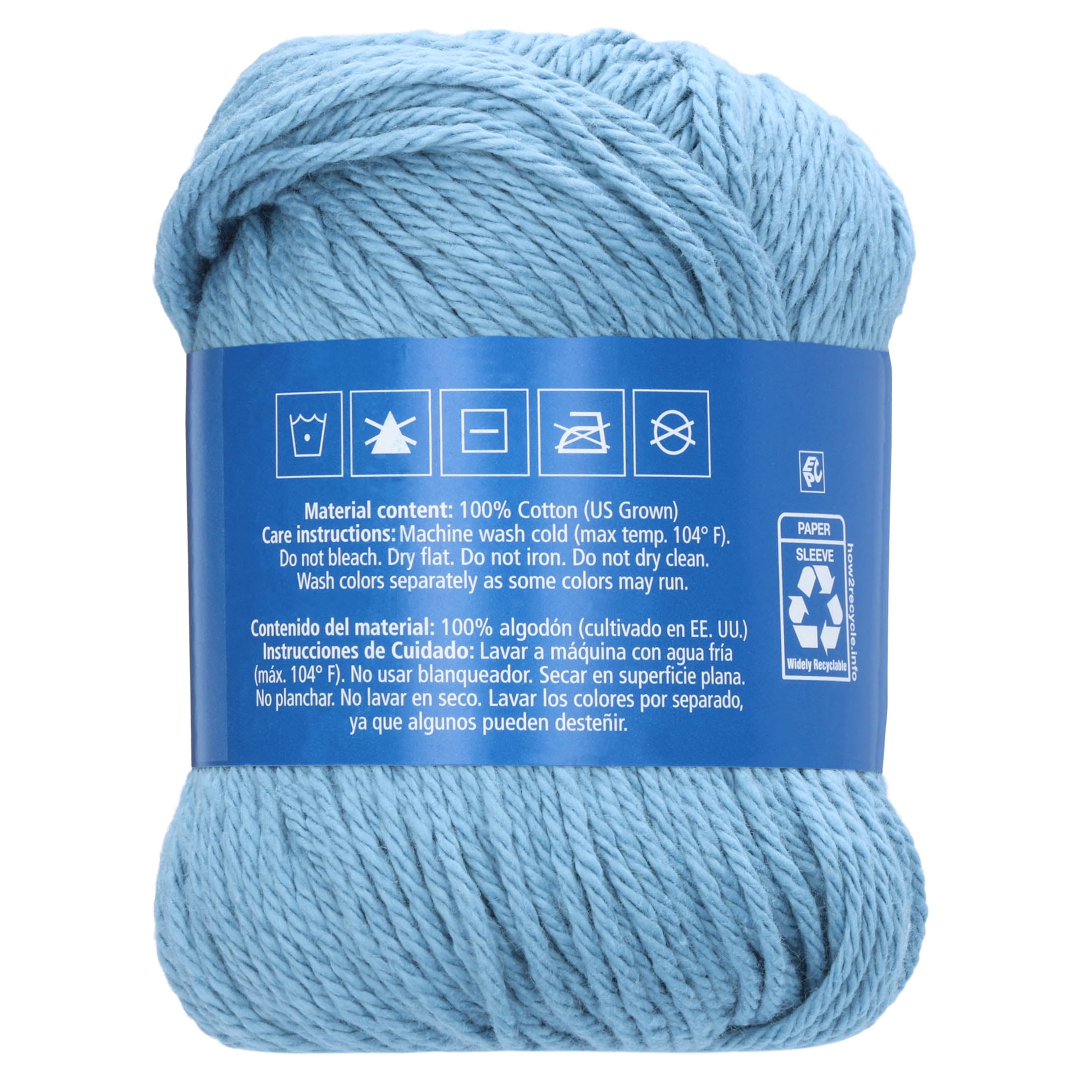 Hello Hobby Size 4 Medium Weight Cotton Light Blue Yarn, 2.5 oz, 120 yds