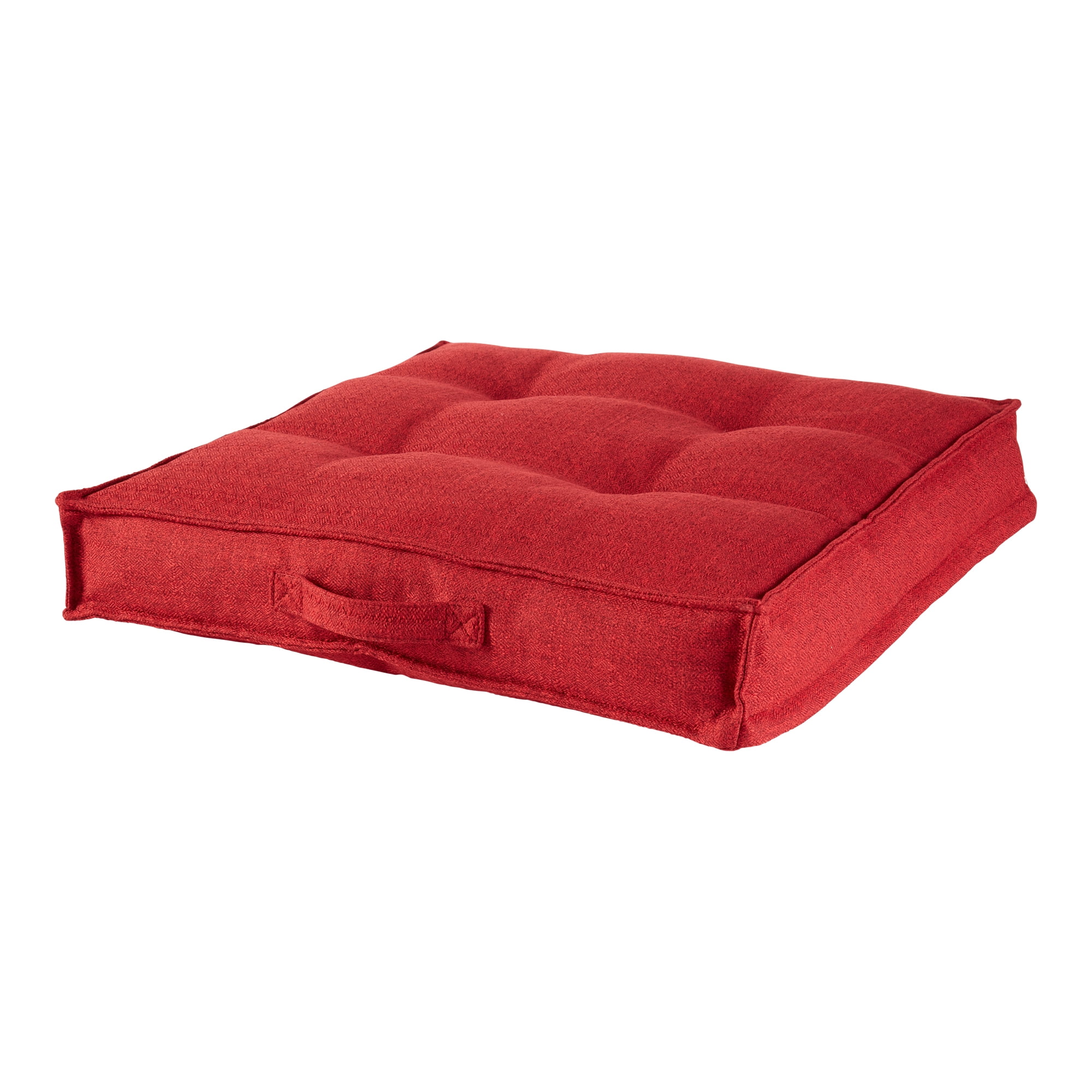 Happy Hounds Milo Square Tufted Pillow Dog Bed- Scarlet- Medium (32 x 32 in.)