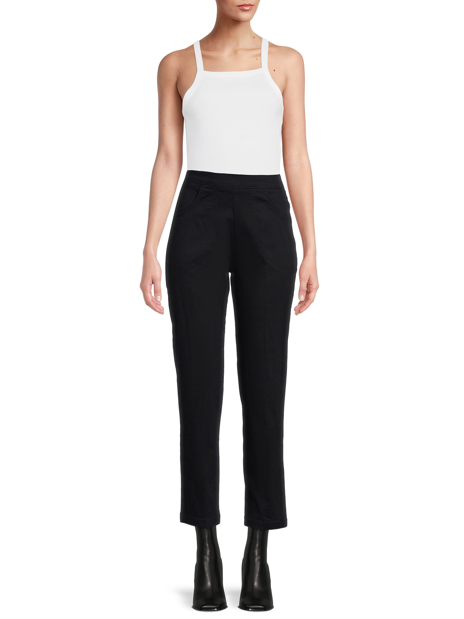 RealSize Women's Stretch Pull On Pants with Pockets, 29" Inseam for Regular, Sizes XS-XXL