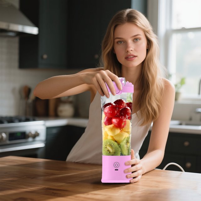 BotaniNest 600ml Portable Juicer Multifunctional USB Charging Juicer Machine Fresh Fruit Juice Smoothie Cup Bottle