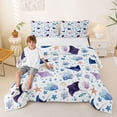 thumbnail image 2 of Feelyou Ocean Fish Animal Queen Comforter Set for Kids Boys Girls, Watercolor Seashell Stars Bedding Comforter Set, White Blue, Colorful Star Reversible, 3-Piece, 2 of 6