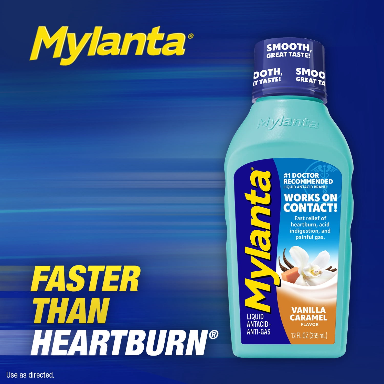 (3 pack) Mylanta Heartburn and Gas Relief Vanilla Caramel Liquid Antacid, 12 fl oz