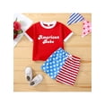 thumbnail image 2 of Kiapeise Newborn Baby Girl 4th of July Outfit Sets Short Sleeve American Flag Tee Shirt Tops Shorts Independence Day Clothes, 2 of 9