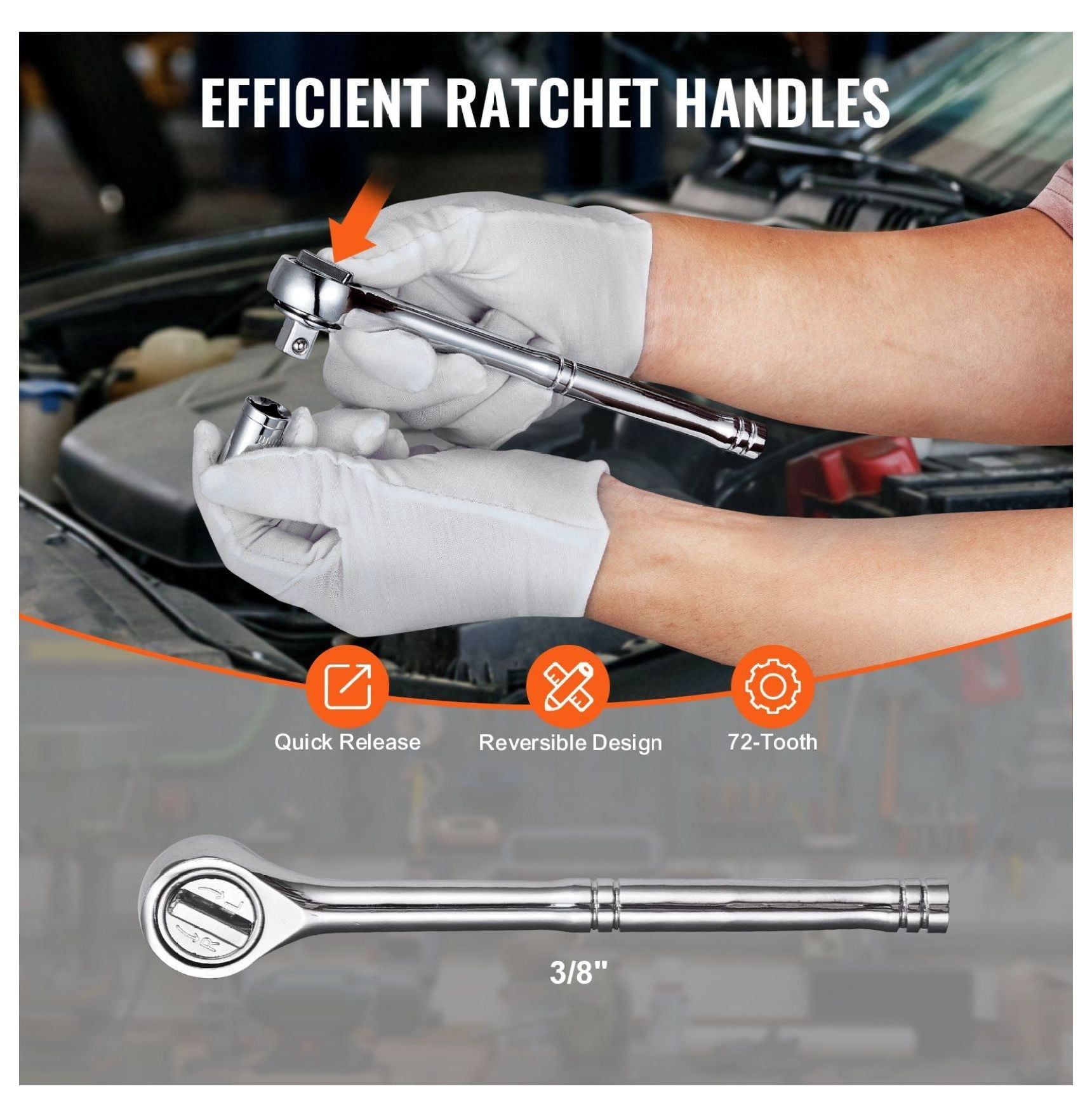 221-Piece Mechanics Tool Set - 1/4" & 3/8" Drive Socket Set SAE Metric - Ratchet, Sockets, Screwdrivers & Pliers - Automotive Repair Toolkit