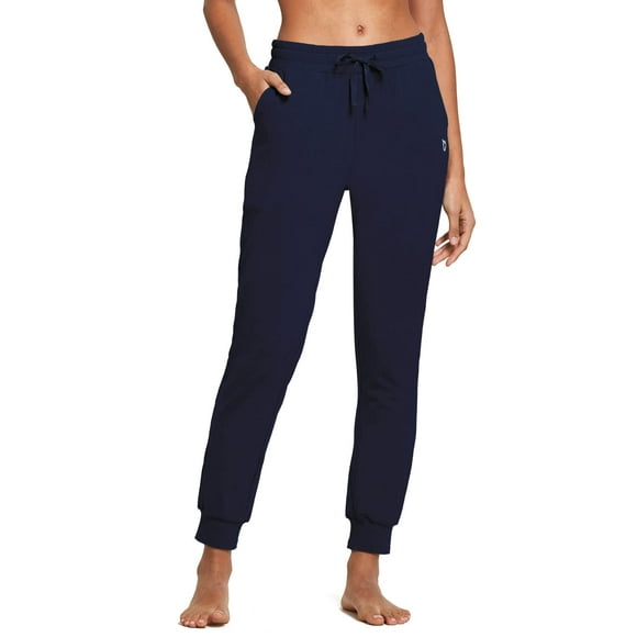 BALEAF Pantalons de Survêtement pour Femmes Joggers Coton Yoga Lounge Pantalons de Survêtement Casual Running Pantalon Conique avec Poches Bleu Marine Taille S