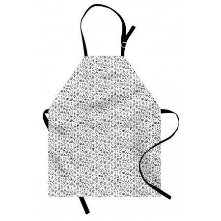 Astrology Apron  Geometric Pattern with Alchemy and Shapes Esoteric Occult Wisdom  Unisex Kitchen Bib with Adjustable Neck for Cooking Gardening  Adult Size  Black White  by Ambesonne