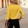 thumbnail image 6 of JoveMarine Women's V-Neck 3/4 Sleeve Satin Blouse with Polka Dot Print Loose Fit Lightweight Top for Spring/Summer Daily Wear Yellow XL, 6 of 6