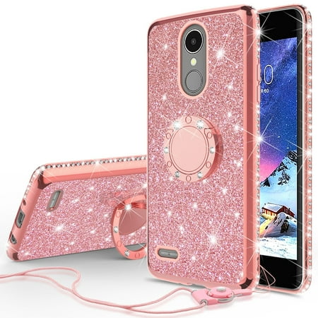 lg case phone tribute plus aristo cute rebel k8 rose gold ring stand bling glitter kickstand fortune lte bumper dynasty