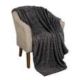 thumbnail image 2 of BNM Boho Knit Plush Soft Fleece Blanket, Throw, Charcoal, 2 of 8