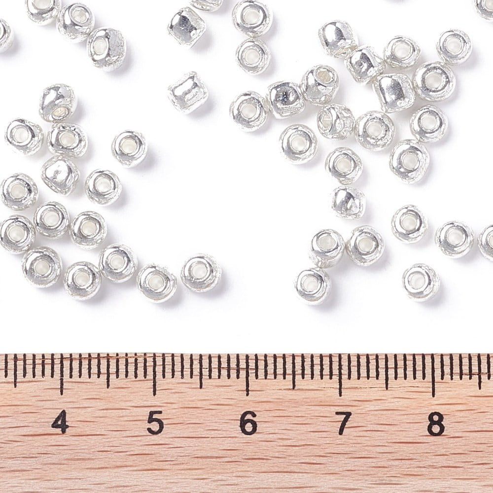 6/0 Glass Seed Beads Metallic Colours Style Round Silver 6/0 4mm Hole: 1.5mm about 4500pcs/pound