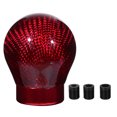 thumbnail image 1 of Perilla de cambio de bola redonda para automóviles, ajuste universal, estilo fibra de carbono rojo, 1 of 8