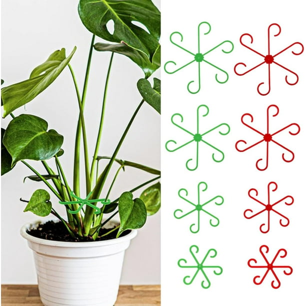 Juego de estacas de soporte de plantas | Soporte de tallos de plástico ajustables de 8 piezas para plantas de interior trepadoras y plantas de jardín | Estacas de ABS reutilizables en verde y rojo