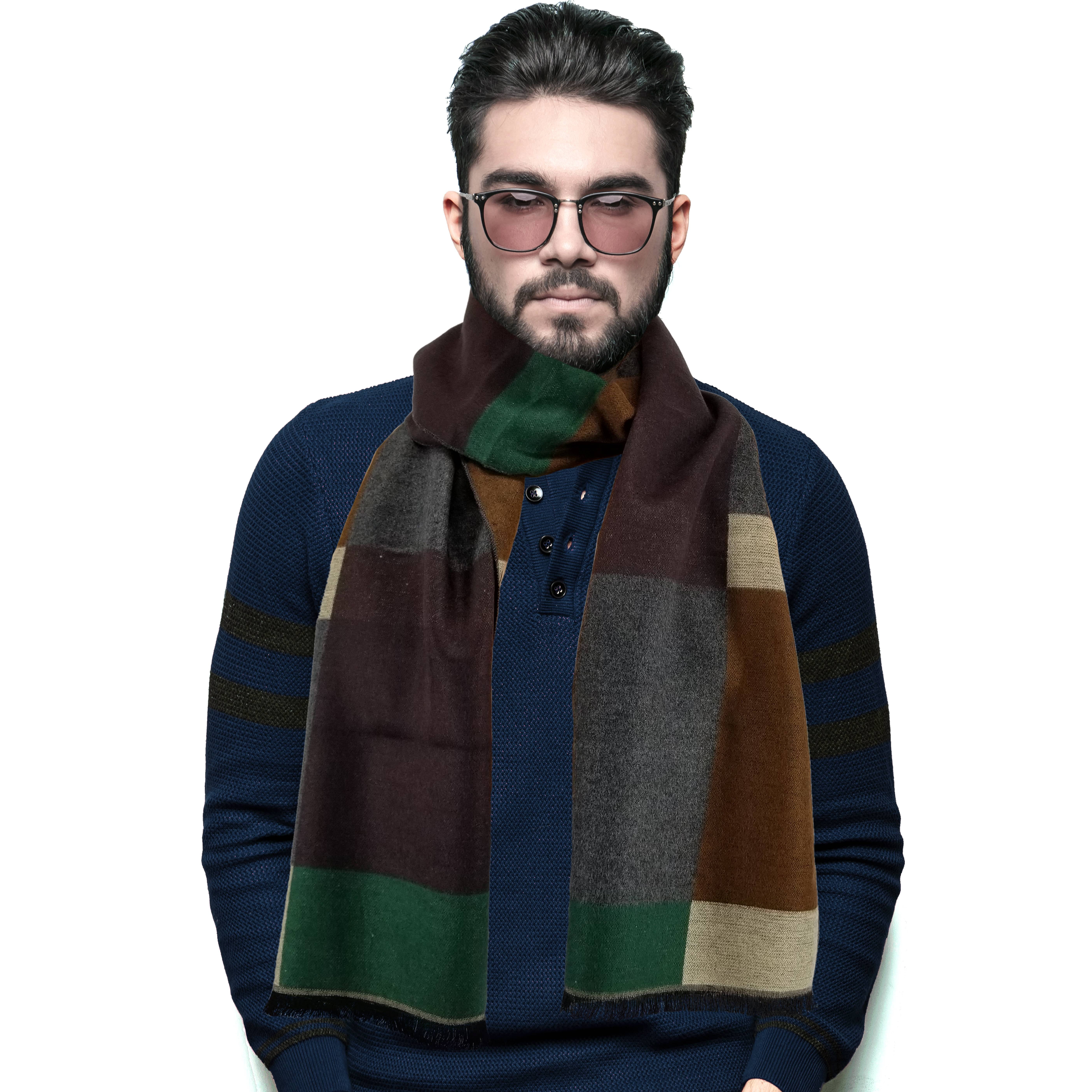 Mens Cashmere 100 Cotton Feel Scarf Winter Scarves 6 Prints Soft And