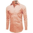 thumbnail image 2 of Men's Classic Fit Long Sleeve Wrinkle Resistant Button Down Premium Dress Shirt (Peach, M), 2 of 4