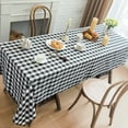 thumbnail image 2 of CSFL Checkered Tablecloth for Rectangle Tables, Polyester Gingham Tablecloths, Stain Resistant Dining Table Cover for Outdoor Picnic, Kitchen and Party, 71"x55", Black and White, 2 of 8