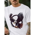 thumbnail image 2 of Camiseta de manga corta con águila patriótica en acuarela para hombre, cuello redondo, 2 of 8