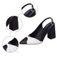 thumbnail image 5 of White Sandals 2024 Spring European and Fashion Versatile Pointed Color Blocked Thick Heels Large Heels Women's Shoes Black 39, 5 of 8