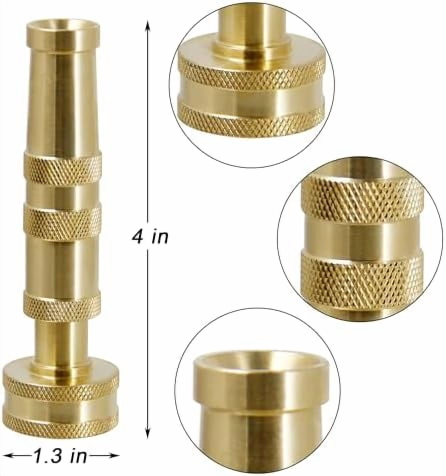 Jointown Solid Brass Hose Nozzle, 4 Pack 4"L Heavy Duty Brass Garden Hose Nozzle with 8 Rubber Washers
