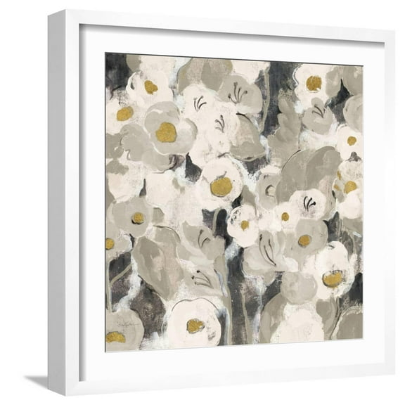 Art.com Velvety Florals Neutral III Art Print by Silvia Vassileva, White Frame Wall Art, 21" x 21"