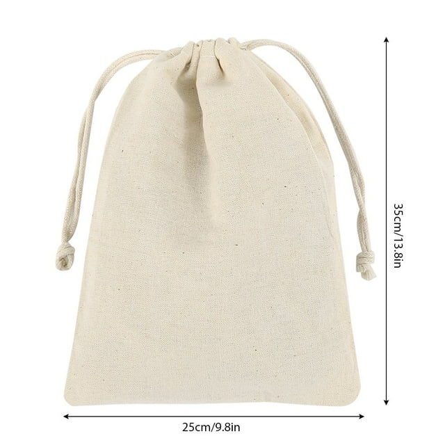 Calico Bags Drawstring Organic Cotton Fabric Bag Reusable Cloth Bag Large Capacity Muslin Bag for Teas Spices Vegetable Fruit Soaps Candy Jewellery Party Gift