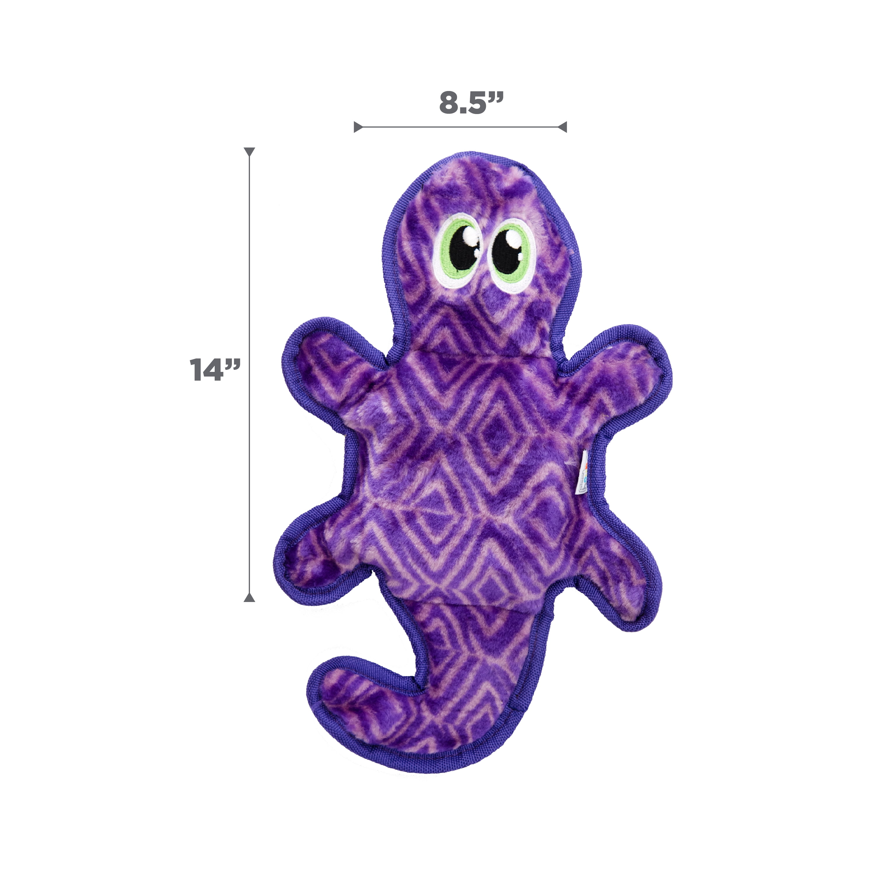 Outward Hound Durablez Medium Gecko Stuffing-Free Squeaky Plush Dog Toy for Puppies & Dogs - Interactive, Soft Yet Tough, No Mess, Jumbo Squeaker, Long-Lasting Play, 14 inch, Purple