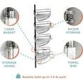 thumbnail image 4 of Home Tension Pole Shower Caddy, Adjustable Corner Shower Storage System with 4 Baskets and Built in Towel Bar, Bathroom Organization Solution, 60 to 97 Inch, Matte Black, 4 of 6