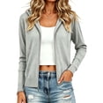 thumbnail image 2 of WQNVRNR Womens Hooded Cardigan- Zip Up Casual Long Sleeve Fall Winter Warm Outerwear Gray Size XL, 2 of 6