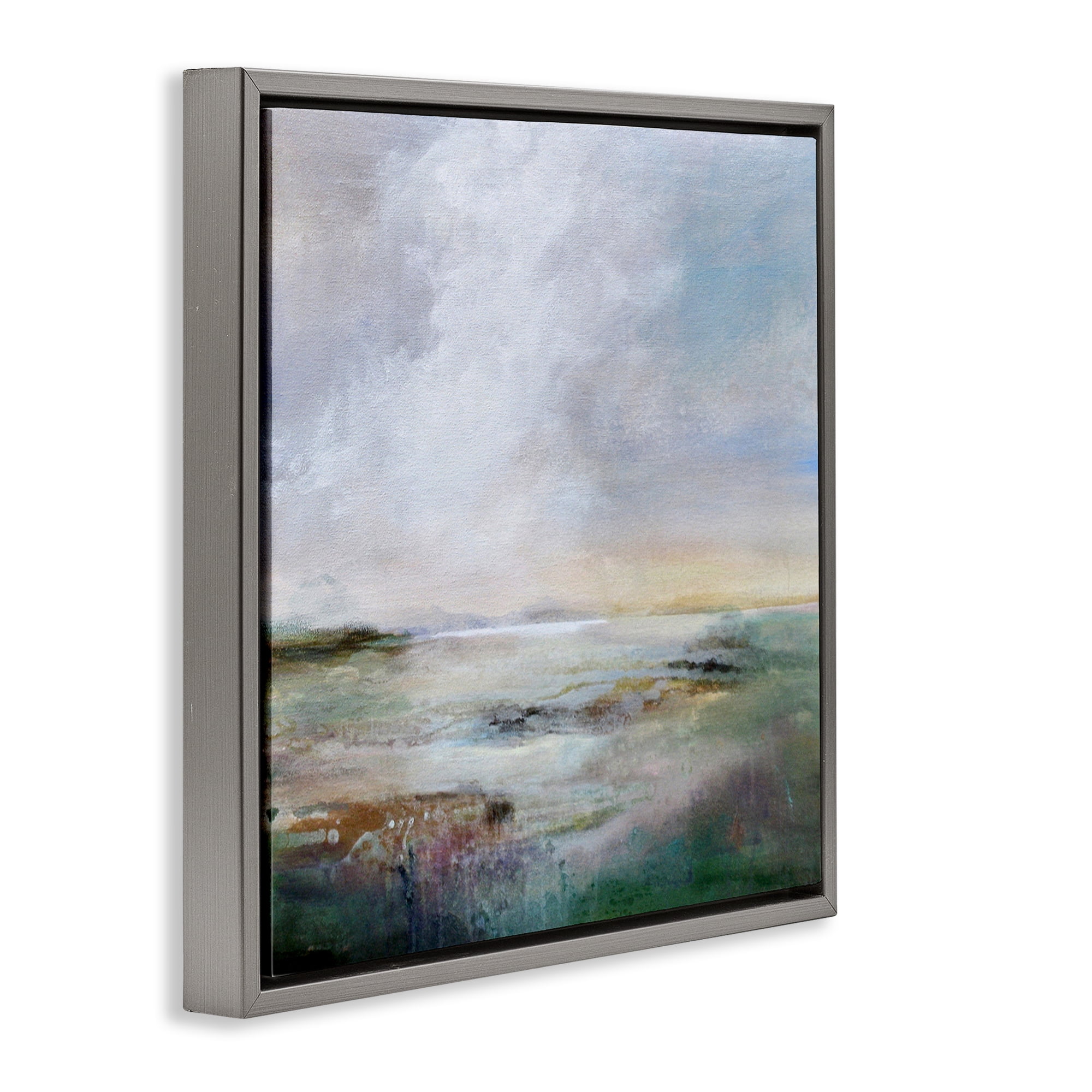 Stupell Industries Abstract Sea Surface Landscape & Nature Painting Gray Floater Framed Canvas Art Print Wall Art, 25 x 25
