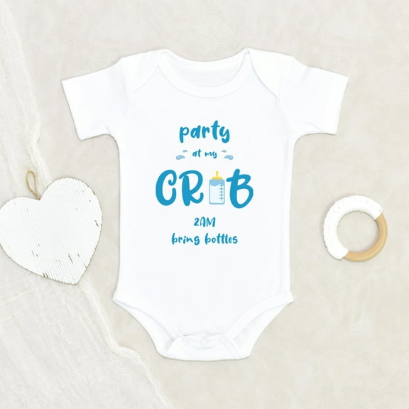 Newbabywishes - Party By My Crib Pun Baby Clothes for Boys and Girls - Funny Baby Clothes