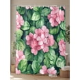 thumbnail image 4 of Shower Curtains Watercolor Pink Flowers Bath Curtain Green Leaves Waterproof Bathroom Shower Curtain Set with Hooks Decoration 72 x 72 Inches, 4 of 7