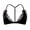 Black, variant on Lace Bralettes for Women Silk Bras Eyelash Lace V Neck Front Closure Bra Padded Triangle Bralettes