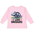 thumbnail image 3 of Inktastic Girl Dinosaur I Love Dinosaurs Girls Long Sleeve Toddler T-Shirt, 3 of 5