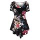 thumbnail image 5 of ICHUANYI Clearance Fashion Woman Causal Round Neck Floral Printing Blouse Short Sleeve T-Shirt Summer Tops(Black, XXL) ICHUANYI WER2023081003261, 5 of 5