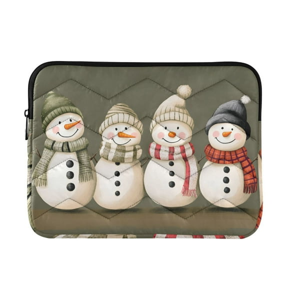 FORMRS 13"-13.3" Laptop Sleeve Protective Case Soft Carrying Quilted Computer Bag Cover, Cute Snowmen