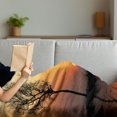thumbnail image 3 of Africa Soft Flannel Fleece Throw Blanket, Giraffes on Bushes by the Lake Surface Horizon in the Middle of Nowhere Image, Cozy Plush for Indoor and Outdoor Use, 70" x 90", Orange Black, by Ambesonne, 3 of 5